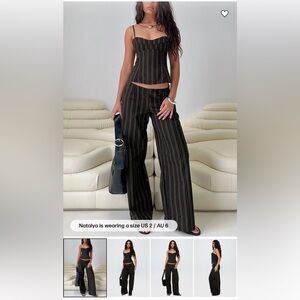 Princess Polly - Kierstyn Corset Set Black and Brown Stripe